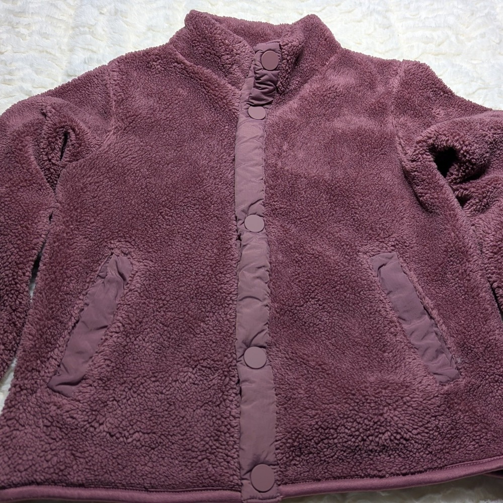 H&M Toddler Sherpa Fleece Jacket Mauve Snap Front Size‎ 4–6Y